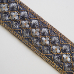 【1m】シルク刺繍リボン　【ダークグレー】
