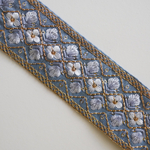 【1mカット済み】シルク刺繍リボン　【ブルーグレー】