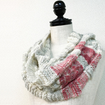 ロングスヌード/ECRU×L-GREY×RED