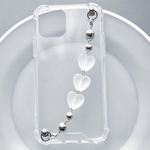 39. キーリングハンガー　スマホケース　iPhoneケース　ストラップ　全機種　スマホチェーン　スマホリング　ハート　クリア　シルバー　スマホアクセサリー