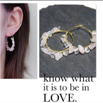 天然石ローズクォーツ・水晶・サージカルステンレス25㎜フープピアス