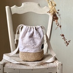 whitework3WAY* 手刺繍巾着バッグ*ヴィンテージ*ove&eco*アイボリー
