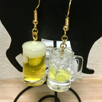 ミニチュア ジョッキービールとレモンサワーのピアス or イヤリング