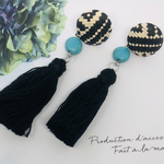 ターコイズとブラックタッセルのピアス