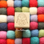 プレゼントおさげちゃん　消しゴムはんこ