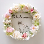 のんびり猫のWelcomeフェアリーフラワーリース