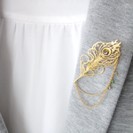 Peacock×chain　Brooch