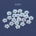 A3291  60個  樹脂パーツ フラワー 五弁花 1穴 8mm クリアＡＢカラー 3×（20ヶ）