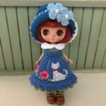 ラテ様専用 プチブライス エプロンワンピース帽子セット(2点セット)