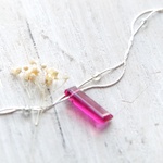 薔薇色 Pink Tourmaline colorQuartz バゲットカットのネックレスセット