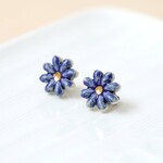 花形の金彩陶ピアス・イヤリング / 瑠璃