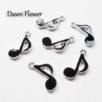 【D-0466】8pcs　音符　20×13mm　ブラック（裏シルバー）　チャーム