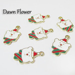 【D-0474】8pcs　クリスマスのクマ　22×13mm　ホワイト　　チャーム