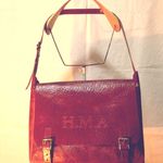  駝鳥革 ブラウン 1900's フランス PTT レザーショルダーバッグ