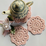 送料無料　手編みドイリー　ポットマット　コースター 3枚