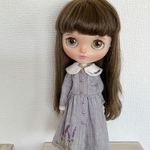 blythe outfit ラベンダー刺繍ワンピース(パープル)