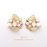 【再販】Ladyビジューイヤリングyellow／ピアス