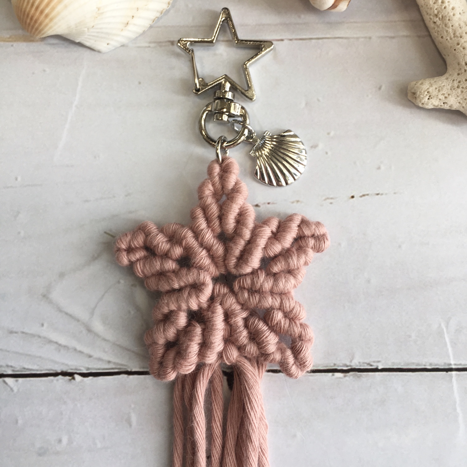 パーツ付き☆】スターチャームMサイズ マクラメ キーホルダー