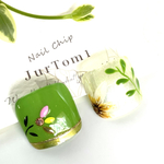 Jurtom161 ネイルチップ　フットネイル　グリーンネイル足ネイル　花　手描きネイル　秋フット　花ネイル　jurtom 1オリジナルのデザイン