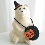 【しろくま貯金箱】魔女の帽子、サークルポシェット、オバケカボチャのブローチの3点セット(OR)