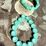 【6コセット】JIRI＊IVANA #czech beads#チェコビーズflower12㎜　aqua blue/white matte