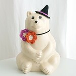 【しろくま貯金箱】魔女の帽子、お花チョーカーの2点セット(PU)