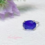 silver925☆輝くラピスラズリ×クリスタルAAA （14×10mm）大粒リング フリーサイズ