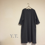wool100% 圧縮ウール charcoal gray ドルマンスリーブワンピース
