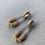 人気！再販しました【2wayオーバルフープビーズ　silver】ピアス／イヤリング