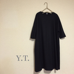 wool100% 圧縮ウール navy ドルマンスリーブワンピース