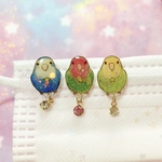 マスククリップ♡コザクラインコキラキラ揺れるチャーム付き