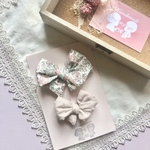 ボリュームリボン❤︎重ね着けクリップセット【フェリシテ あずきミルク】ヘアバンドへの変更可能❤︎ベビーちゃんにもおすすめ❤︎