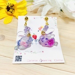 本物のお花を閉じ込めました♡ 可愛いクリアうさぎ ♡  紫
