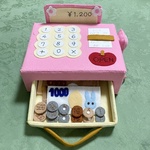 フェルト　レジスター 薄ピンク　レジ　お買い物ごっこ　