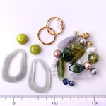 *1点限定* /ビーズ アソート/ ハンドメイド パーツ ビーズ アクリル 大ぶり カボション グレー カーキ系 a-114