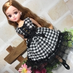 リカちゃん服ワンピース　〜ギンガムチェック(レース)〜
