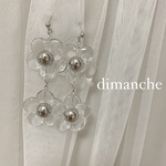 ダブル　クリア　フラワー　ピアス
