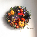 2021Halloween◇双子ジャックオランタンリース