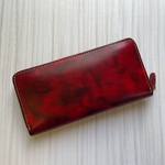 【1点限り】【人気】 ナチュラル レッド サファイヤ レザー 財布 メンズ レディース 本革 長財布 ラウンドファスナー
