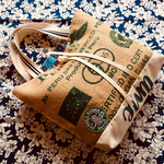 sa様ご予約コーヒー豆麻袋バッグ/PERENE Peru545自然保護カエルちゃん×HAWAII HULA ALOHAワッペン×パステルSUMMER×カラフルバンダナパッチワークコットントートバッグ