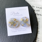 【980円セール】レースフラワー×くすみパープル ドライフラワー  ピアス