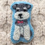 シュナウザー刺繍ブローチ