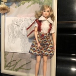 大きな襟の白ブラウスと赤系の半ズボン　モモコドール　momoko ドール服