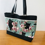 黒猫と薔薇のトートバッグ