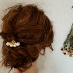コットンパールとリボンのセット＊上品ヘアアクセサリー
