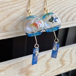 夏を満喫！大人可愛い 風鈴ミニチュアピアス イヤリング　金魚花火