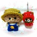 ✿Kumakki58様専用✿送料無料✿あみぐるみ✿もこもこくまちゃん🐻&いちごコスプレ🍓柴犬ちゃんストラップ♪
