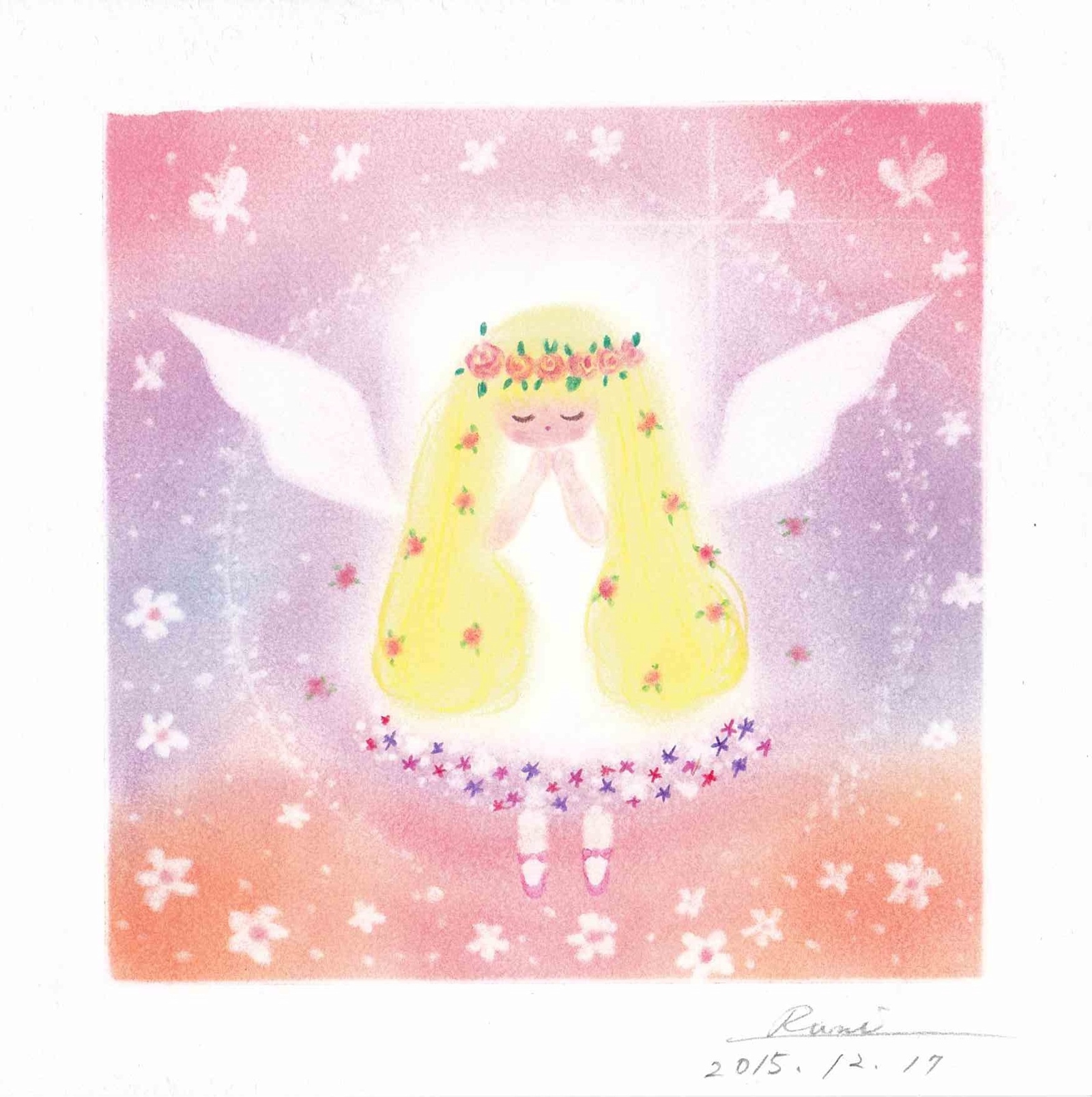 守護天使さん』ゆるかわ天使さん 【見本作品】 パステルアート