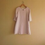 M~4L  リネンのチュニックワンピース  ピンクベージュ