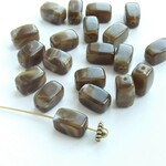 32個・13×7.5ｍｍ・ダークブラウン・アクリルビーズ・直方体・レクタングル・21070906